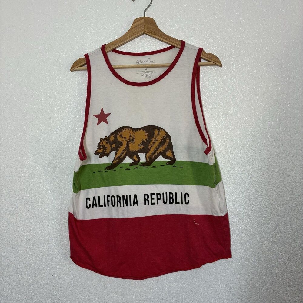 PalmerCash Shirt Mens Small Multicolor California Republic Bear Graphic Tank Top